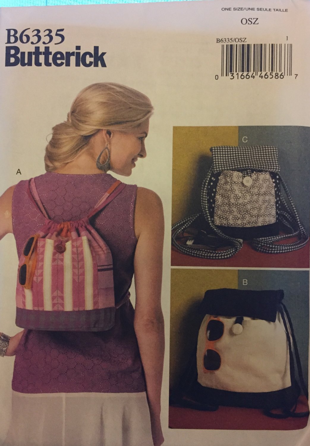 Butterick 6335 Drawstring Backpacks in Three Styles