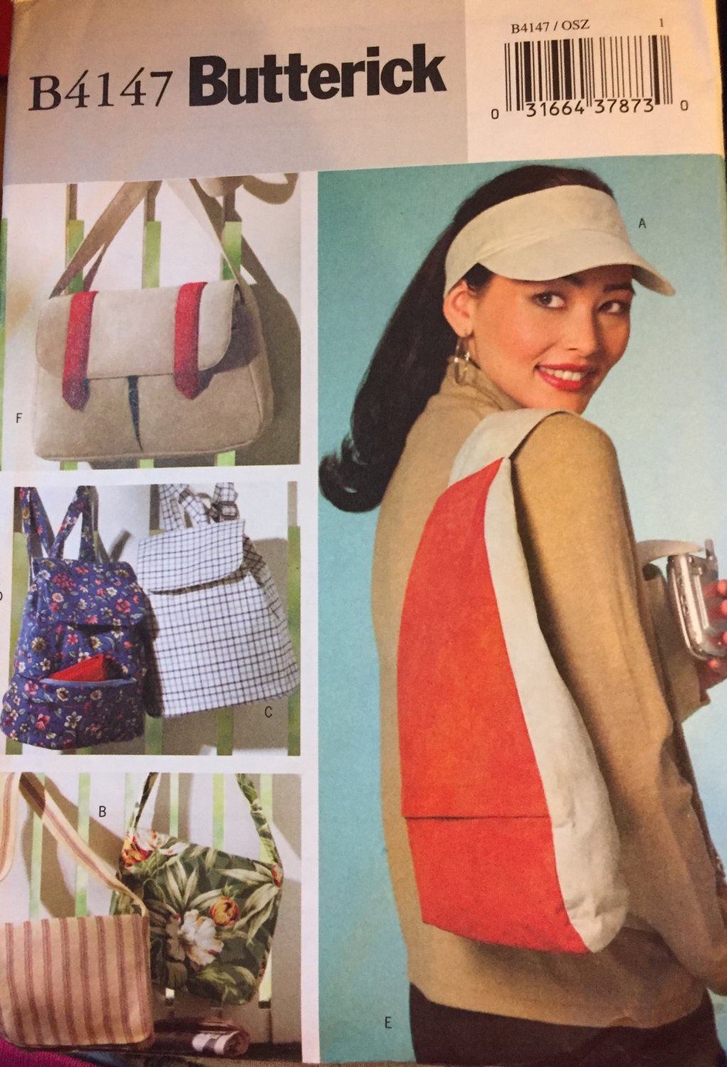 Butterick 4147 Visor Hat & Utility Shoulder Bag Sewing Pattern