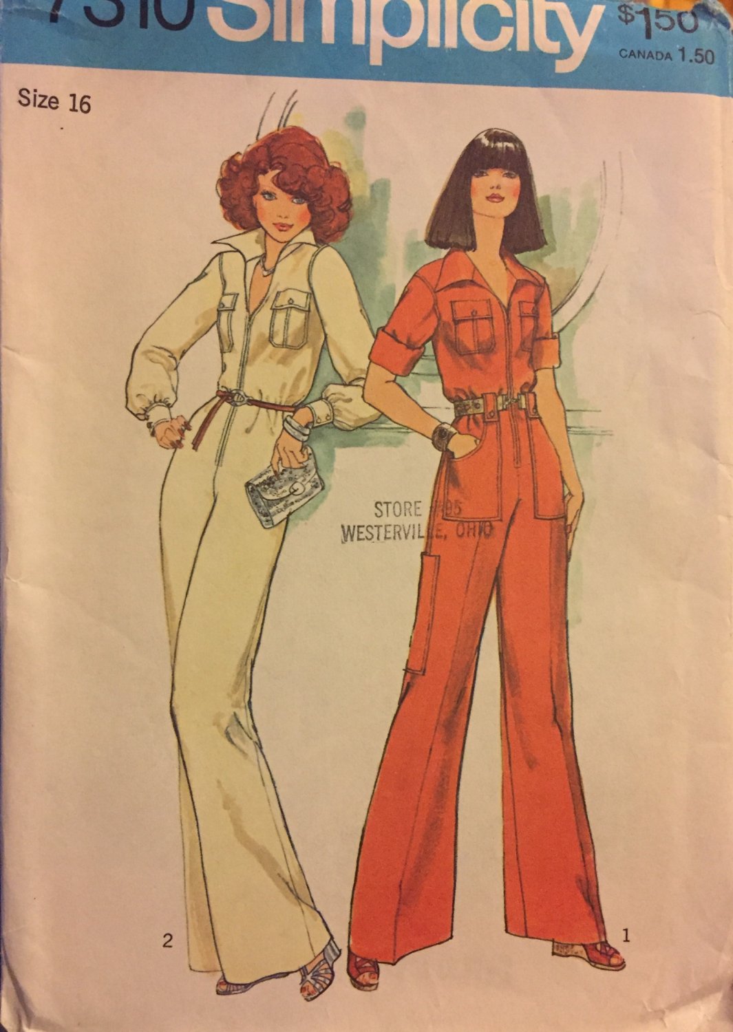 SOLD OUT! Simplicity 7310 Misses Jumpsuit 1975 sewing pattern size 16