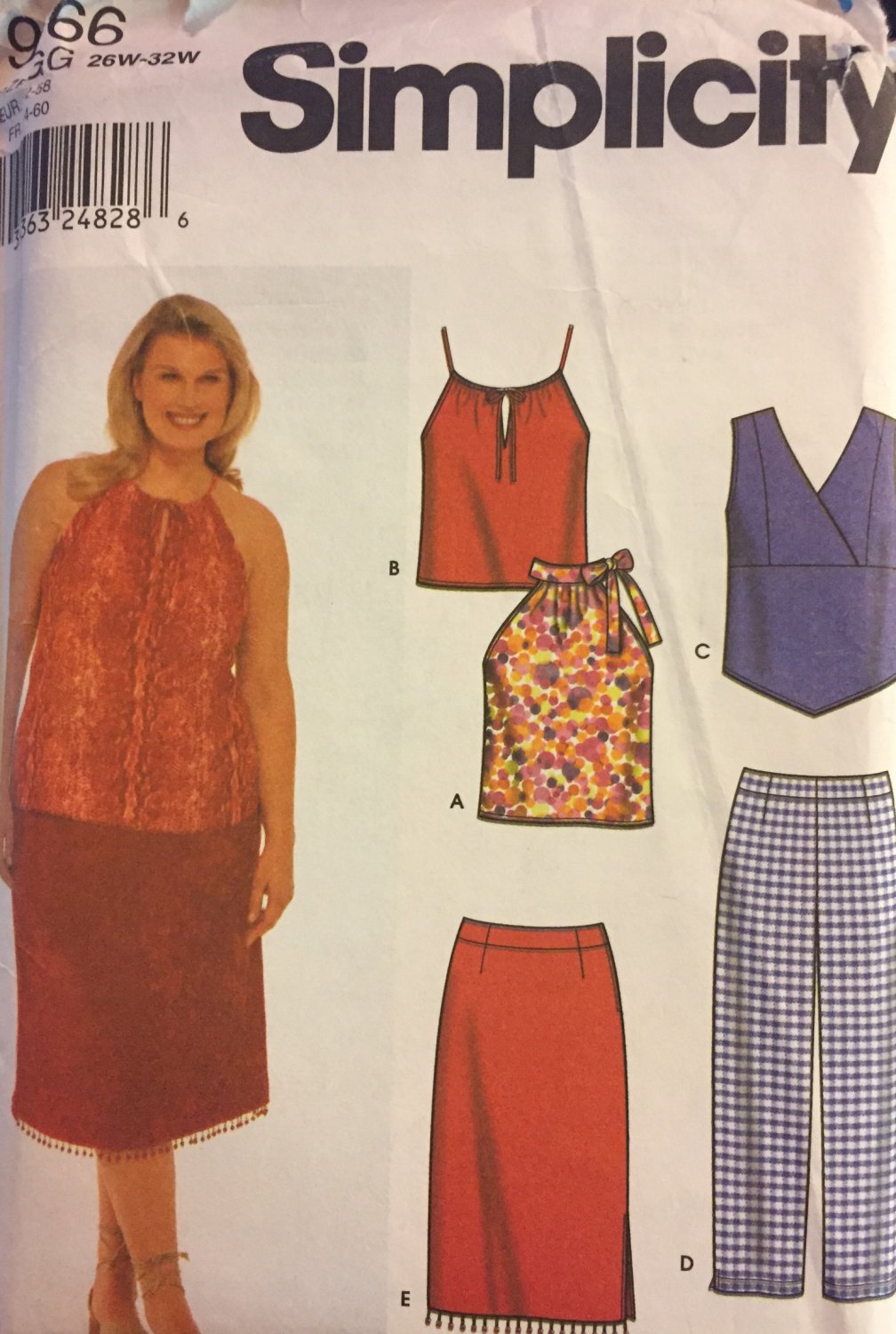 Skirt Spaghetti Strap Tank Top or Halter Top Plus Size Sewing Pattern 18W - 24W Simplicity 9666