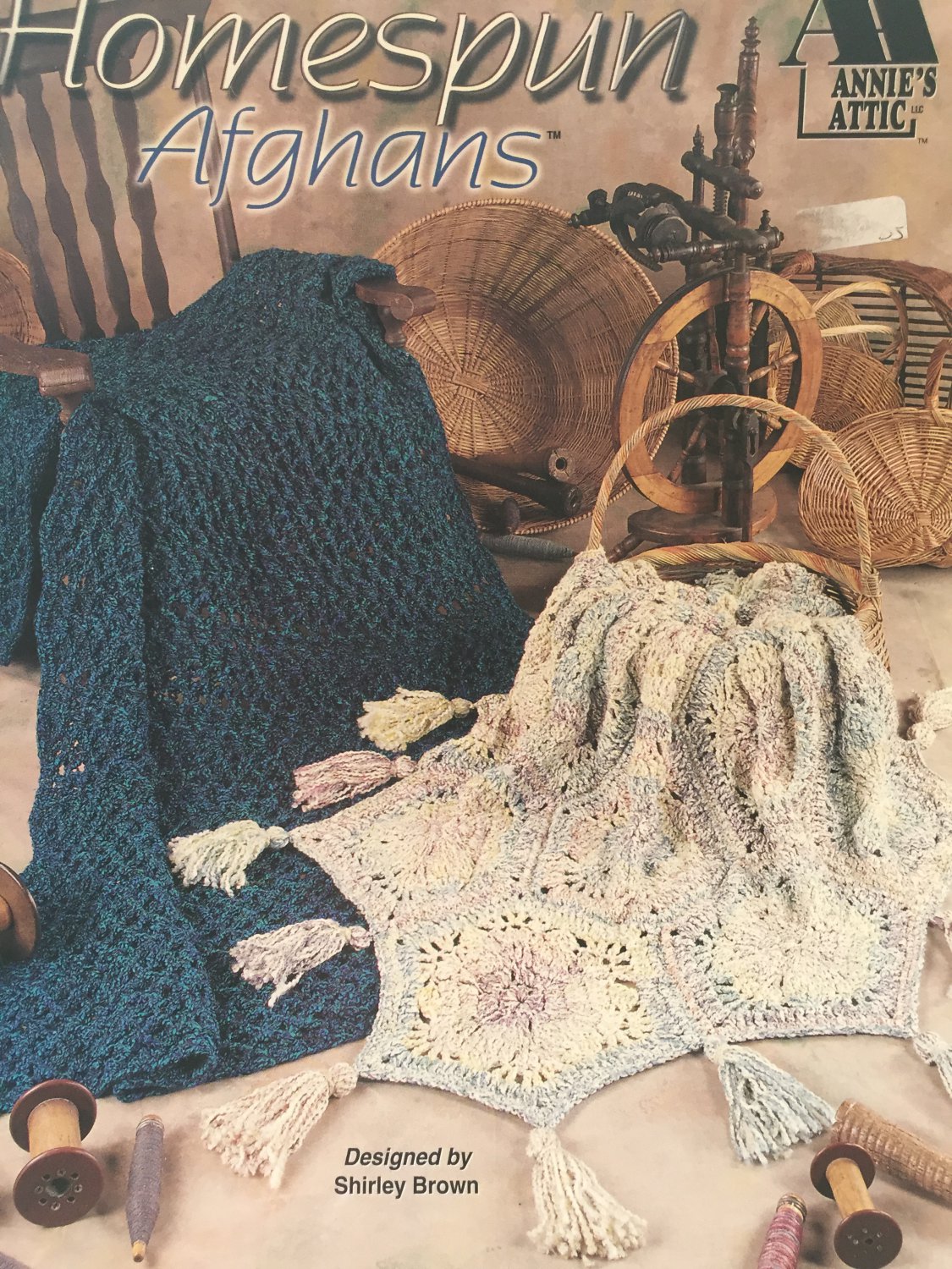 Annies Attic Homespun Afghans Crochet Pattern 5 designs 871215 Shirley Brown