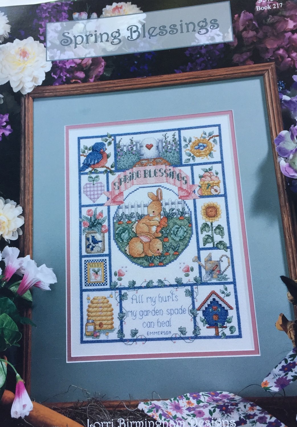 Spring Blessings cross stitch sampler chart Lorri Birmingham Designs book 217