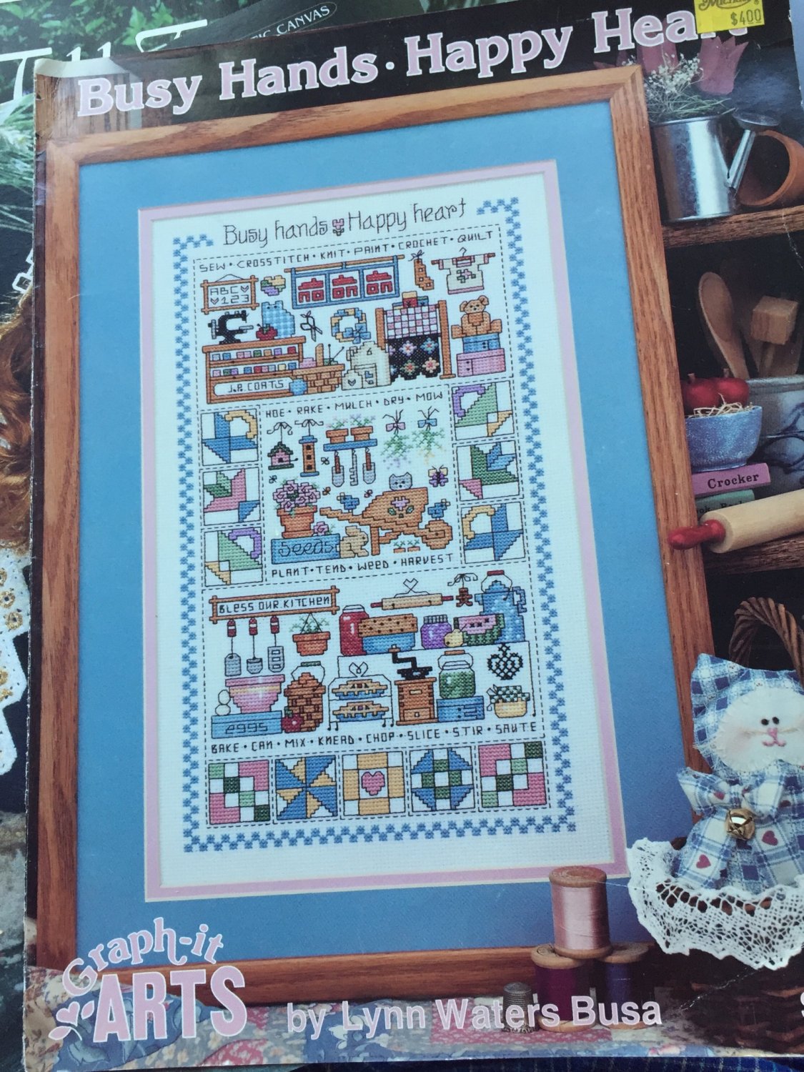 Busy Hands Happy Heart cross stitch sampler chart GRAPH-IT Arts by Lynn Waters Busa 53