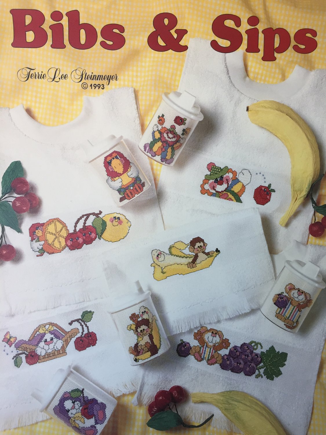 Bibs & Sips Baby Bibs Sippy Cups Cross Stitch Charts Leisure Arts 2370