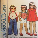 Vintage 70's Sewing Pattern McCalls 5134 Girl's Jumper Top Pants Shorts Uncut with Transfer SZ 2