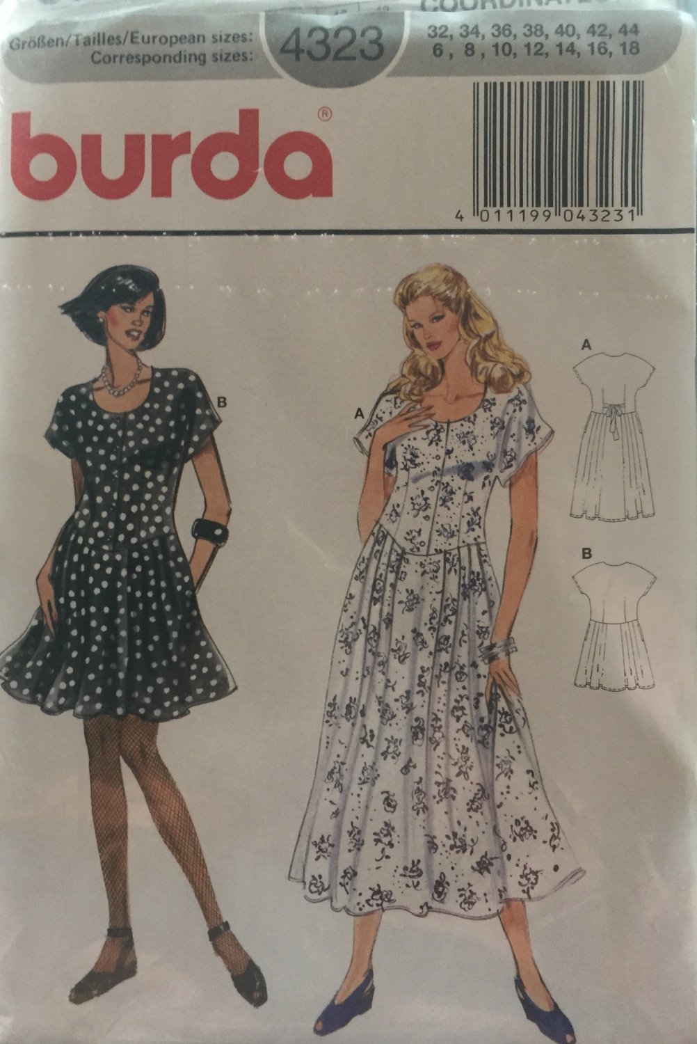 Burda 4323 Misses dress in 2 lengths Sewing Pattern Sizes 6 to 18