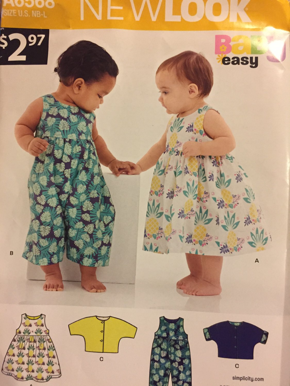 New Look 6568 Size Newborn to Large Sewing Pattern for Babies' Dress, Romper and Jacket