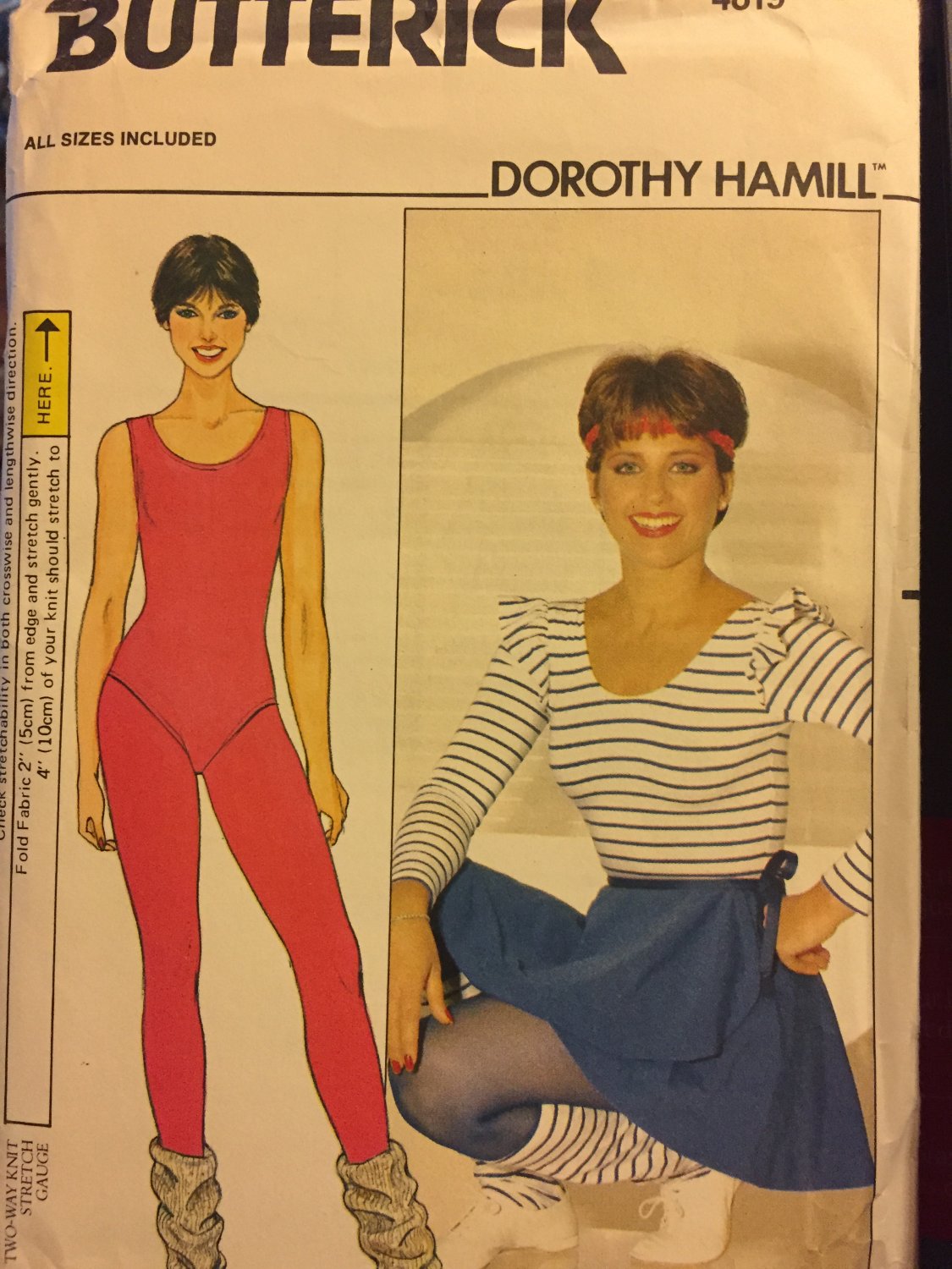 Butterick 4819 Body Suit Skirt Tights Leg warmers sewing pattern Sz 8 - 18 Dorothy Hamill