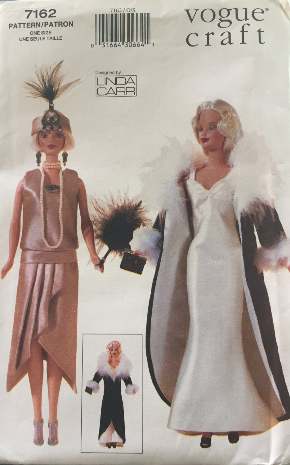 Vogue 7162 Fashion Doll Clothes Sewing Pattern UNCUT flapper coat 20s 30s