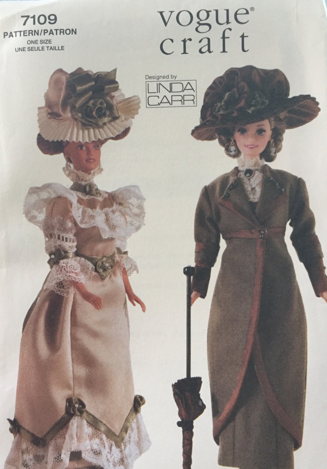 Vogue 7109 691 Linda Carr Historical 1900 1910 Outfits 11 1/2 Inch Doll Clothes Sewing Pattern
