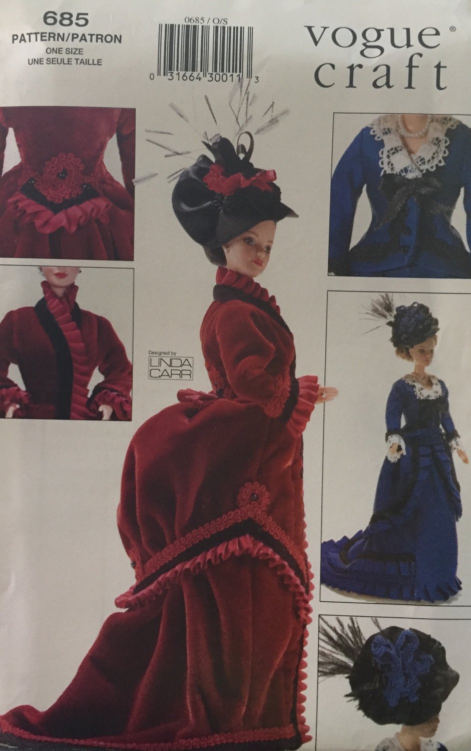 Vogue 7100 Vogue 685 Vintage Historical Fashion 11.5" Doll Clothes Linda Carr Sewing Pattern