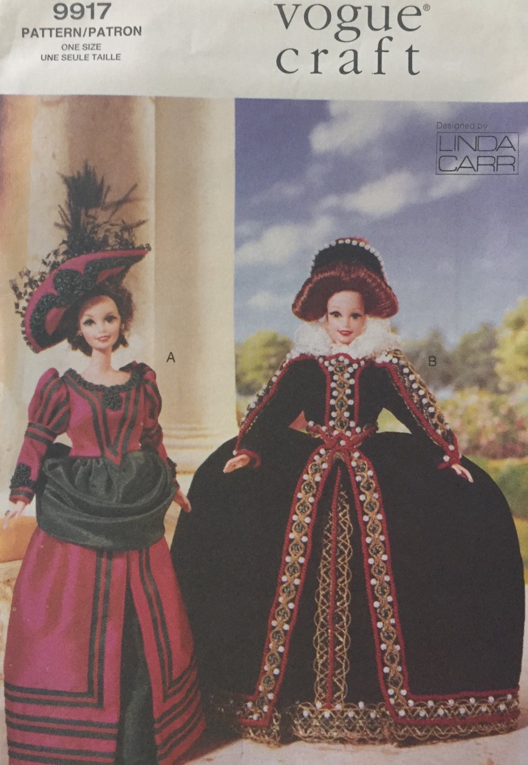 Vogue 9917 Historical Outfits 11 1/2 Inch Doll Clothes Sewing Pattern Linda Carr