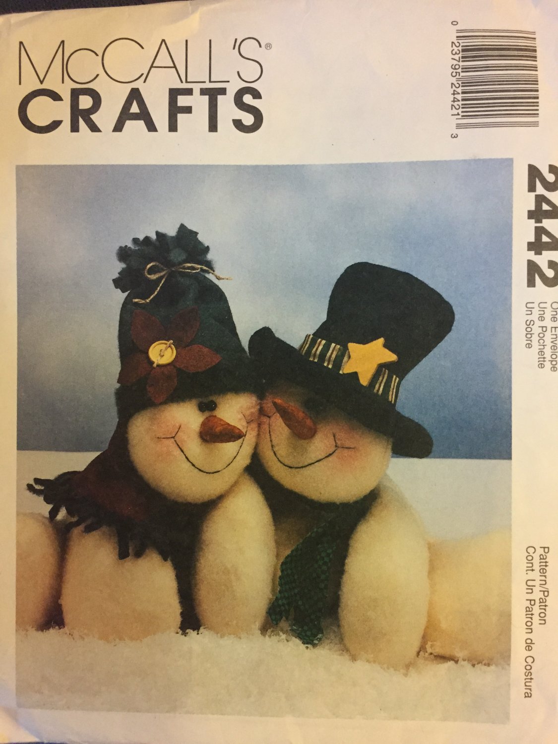 McCall’s 2442 Snowman "Melting Hearts" 15" Inch doll Sewing Pattern