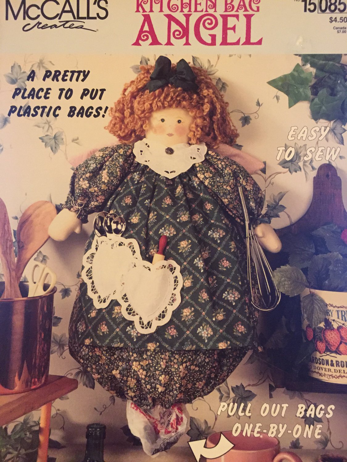 McCall’s 15085 Kitchen Bag Angel Sewing Pattern for storing plastic bags