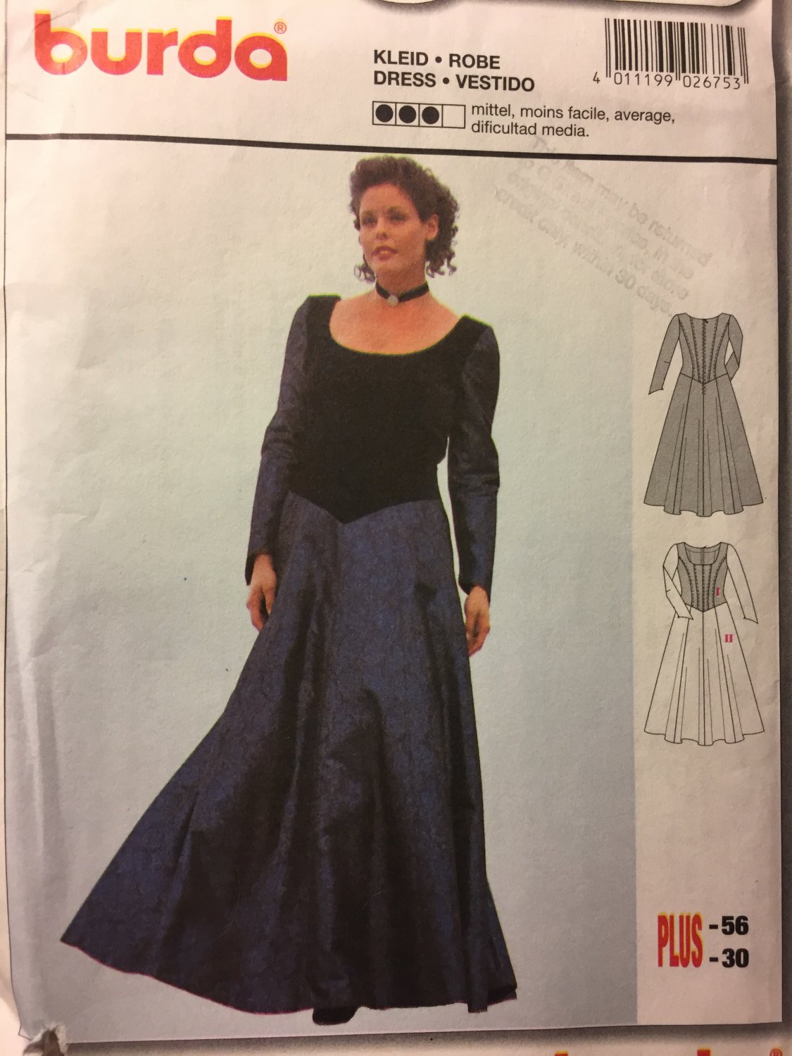 Burda 2675 Misses formal evening gown dress Sewing Pattern Sizes 20 to 30