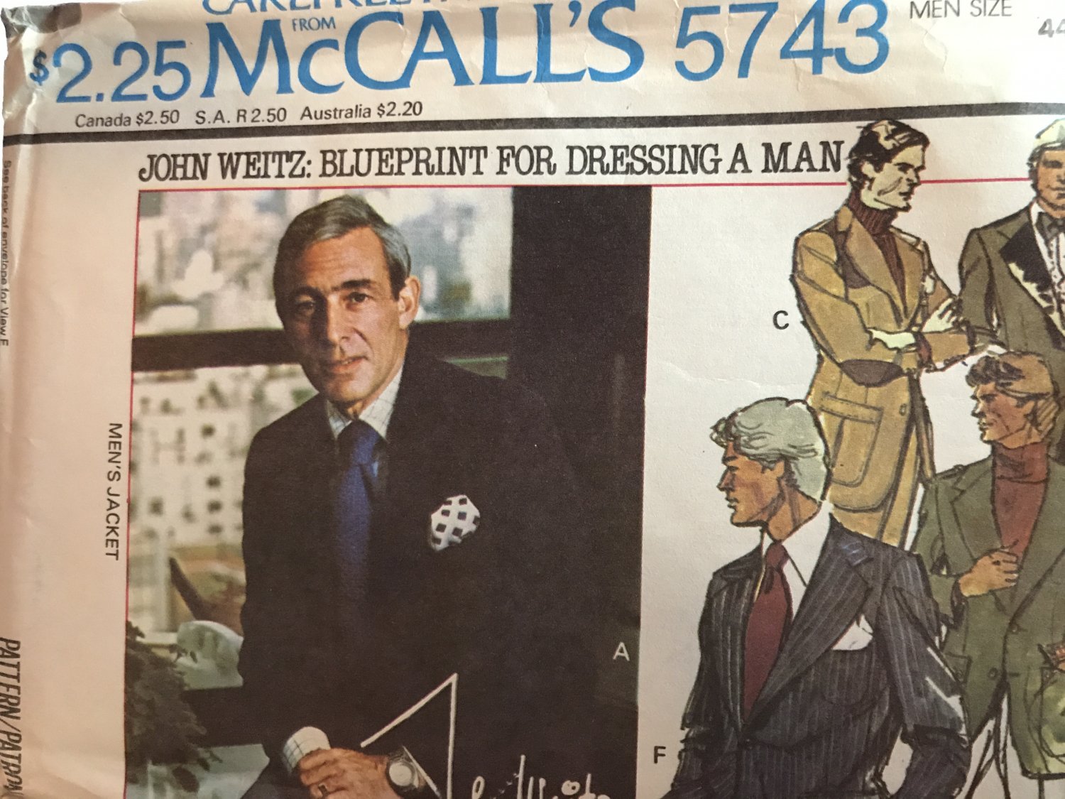 McCall's 6743 John Weitz: Blueprint for Dressing a Man; Men's Jacket size 44 sewing pattern