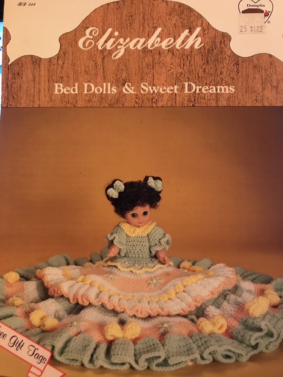 ELIZABETH Bed doll gown Crochet Pattern Dumplin Design BD544 13" or 14" Doll