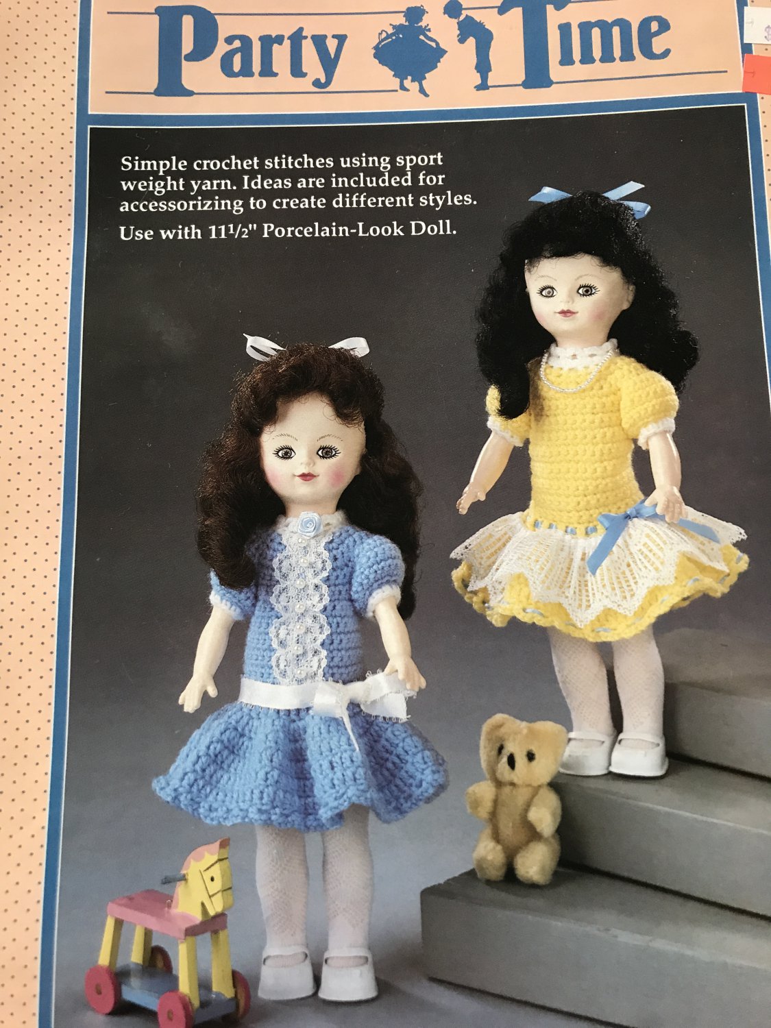 Party Time Dresses Crochet Pattern Fibre Craft 215 for 11 1/2" doll