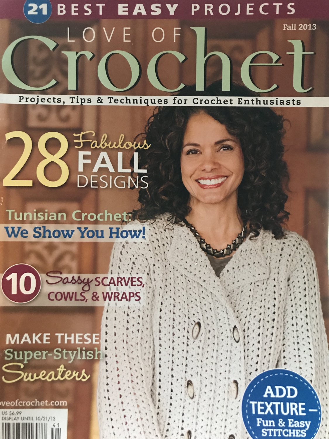 Love of Crochet Fall of 2013 Crochet Patterns Sweaters, Scarves, Cowls, Wraps Tunision Stitch