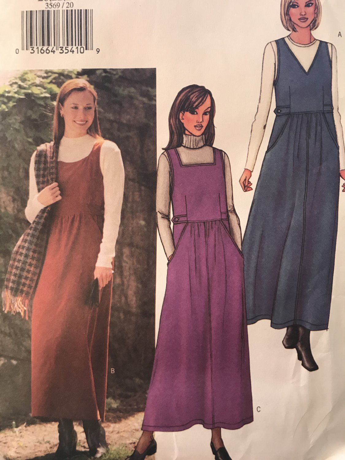 Butterick 3569 Misses A-Line Jumper Size 20 - 24 Sewing Pattern