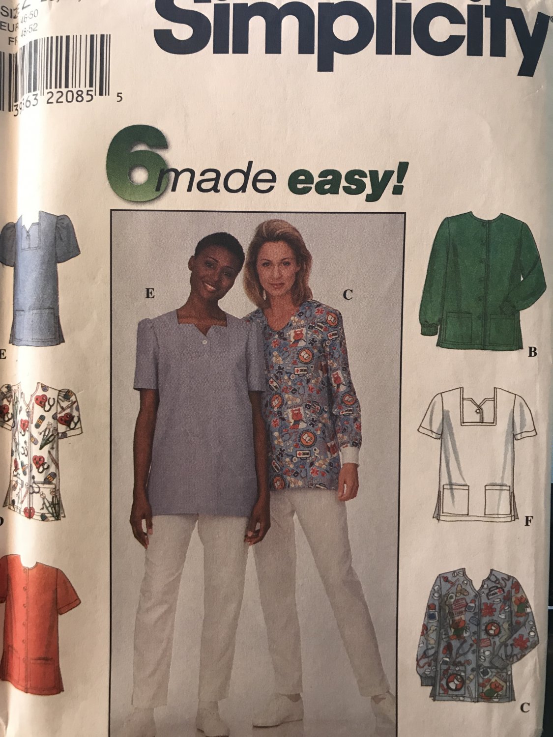 Simplicity 8351 Misses' Scrubs Top Medical Top Sewing Pattern size 20 -24