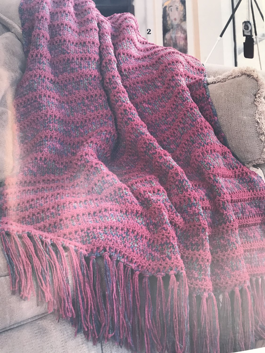 Leisure Arts Variegated in Vogue 12 crocheted afghan patterns 3108