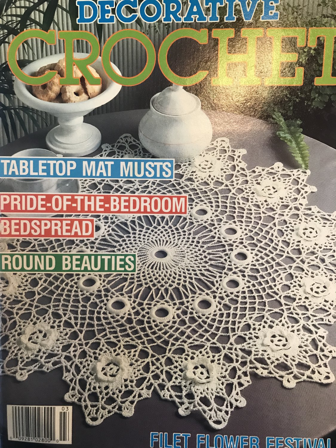 Decorative Crochet Magazine 20 March 1991 Tabletop doilies, filet flower, bedspread thread crochet