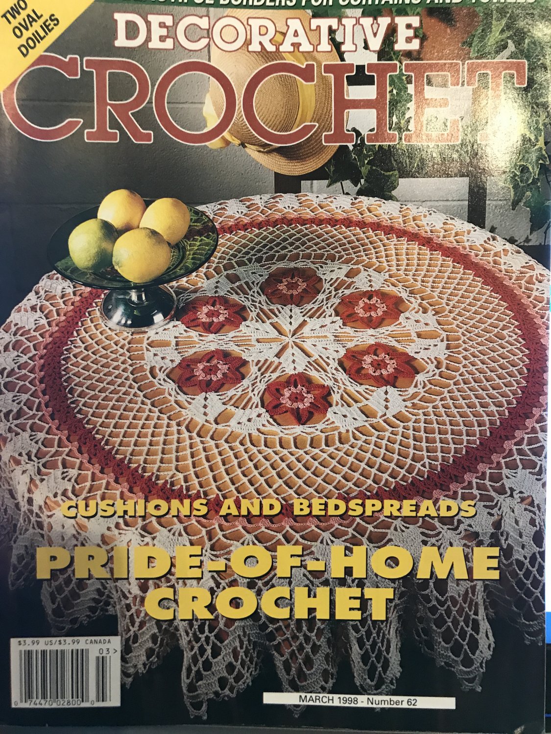 Decorative Crochet Magazine 62 March 1998  Doilies, Cushions and bedspread thread crochet