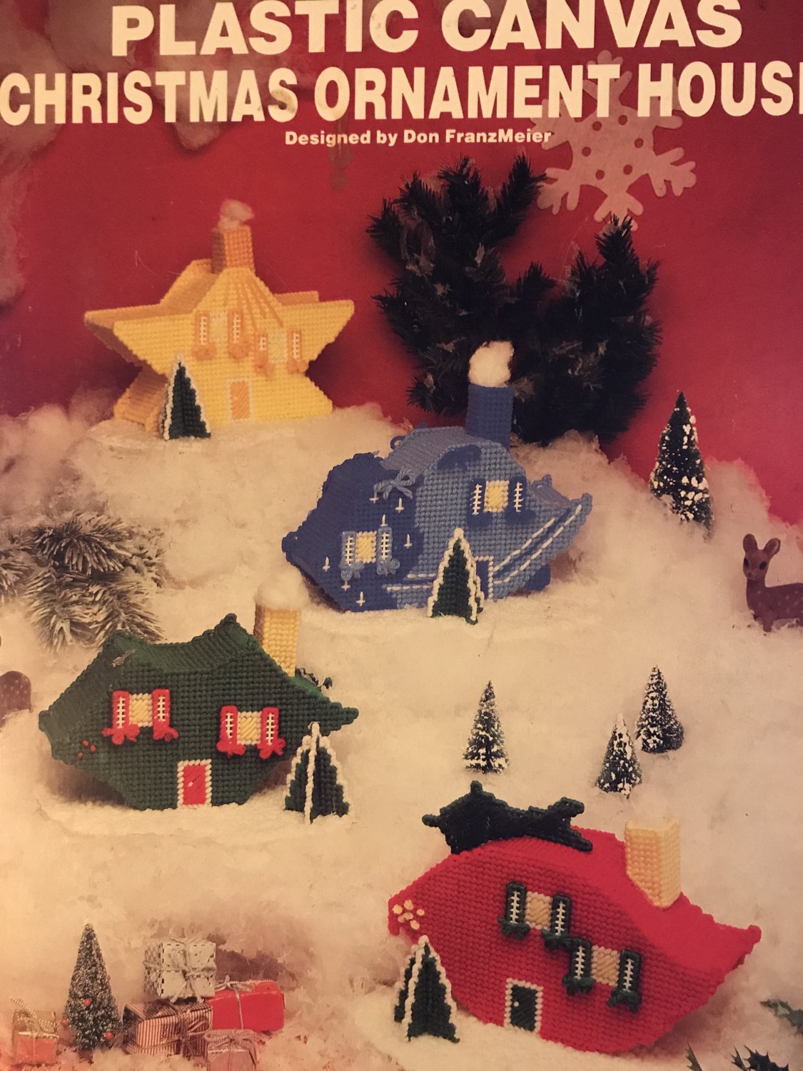 Plastic Canvas Christmas Ornament Houses Needlecraft Ala Mode Leaflet 147 pattern