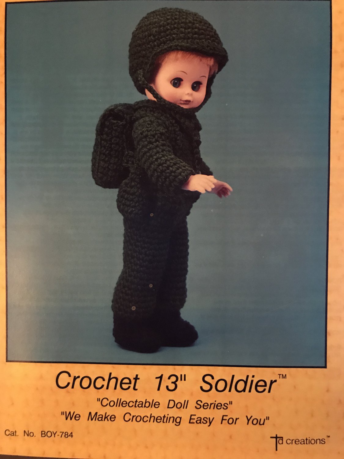 Crochet Soldier Outfit for 13" doll TD creations Pattern Boy-784