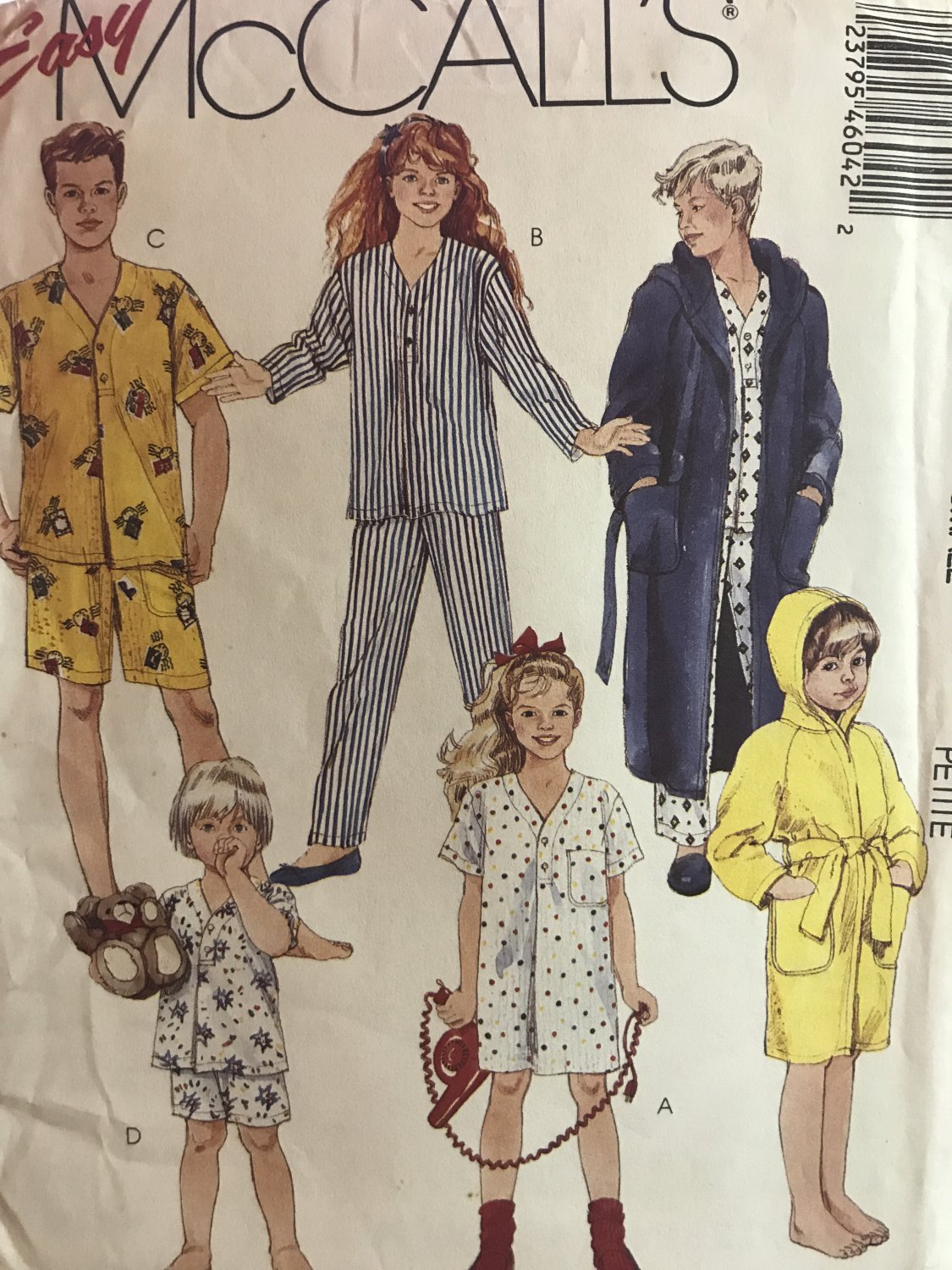 McCalls 4604  Children's Boy's and Girl's Robe and Sleepwear Sewing Pattern