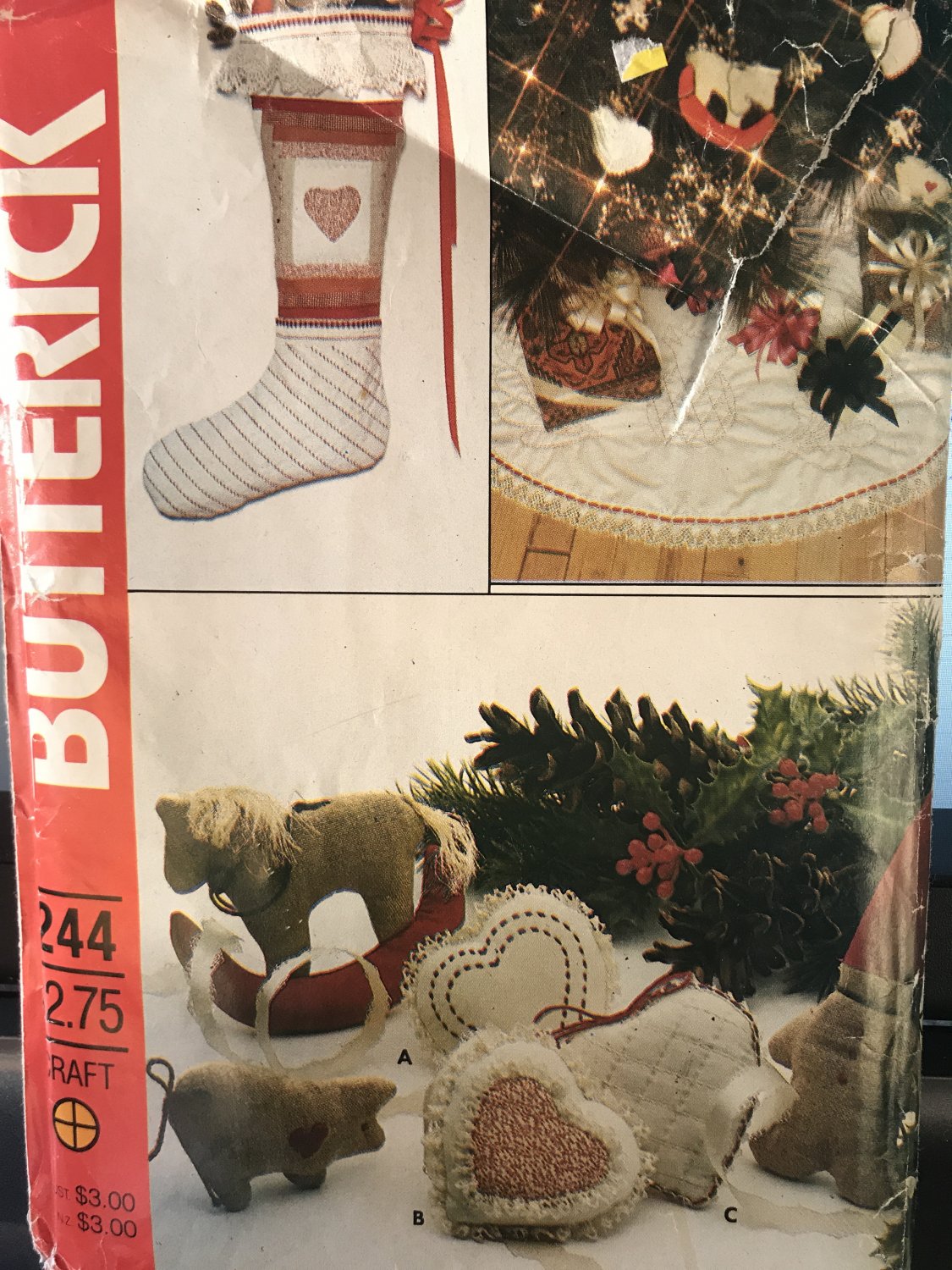 Butterick  244 4524 Christmas Package Stocking, Ornaments & Tree Skirt Sewing Pattern