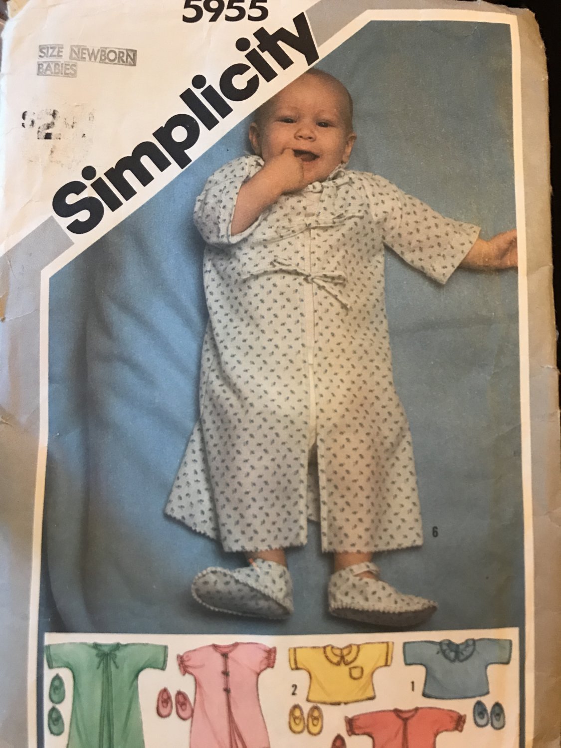 Simplicity 5955 Babies Kimono in two lengths, Booties Size Newborn Sewing Pattern