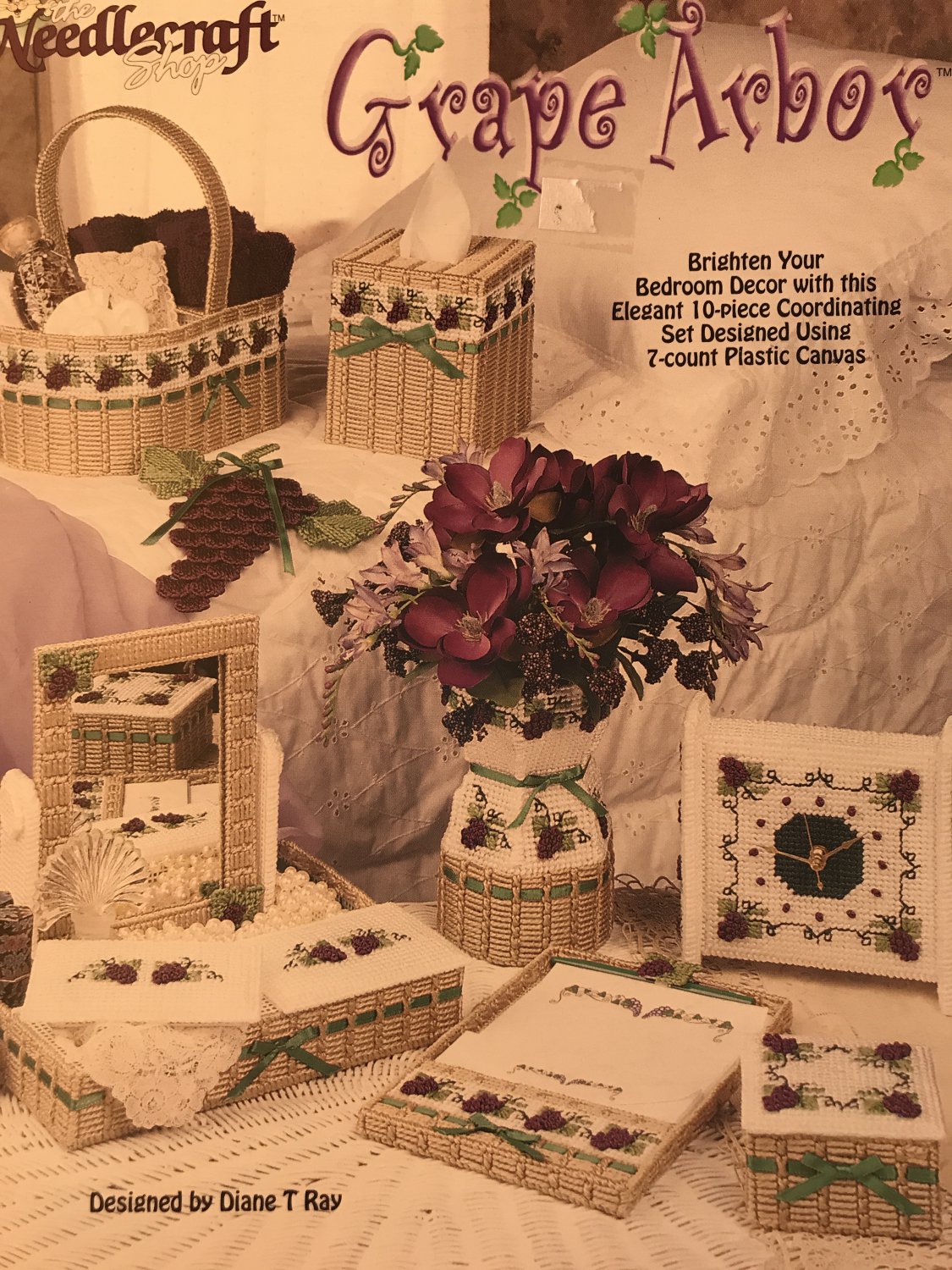 Grape Arbor 10 piece set Plastic Canvas Pattern #983065 Needlecraft Shop