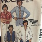 McCall's 6461 Teen Action Line Jimmy McNichol Shirt Vest Sewing Pattern Neck 18" Teen size 14 1/2