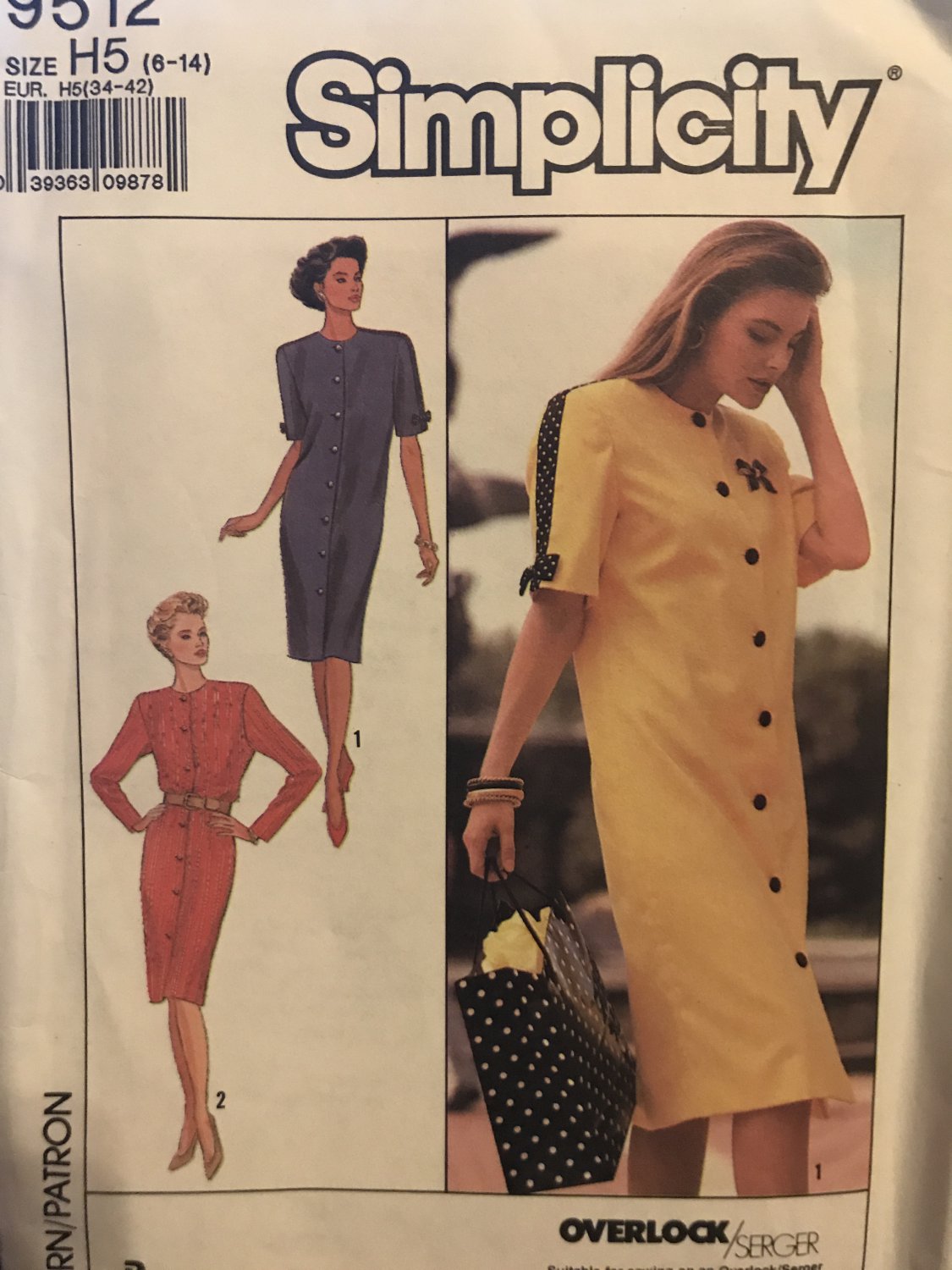 Simplicity 9512 Sewing Pattern Dress with Long or Short Sleeves 6 - 14
