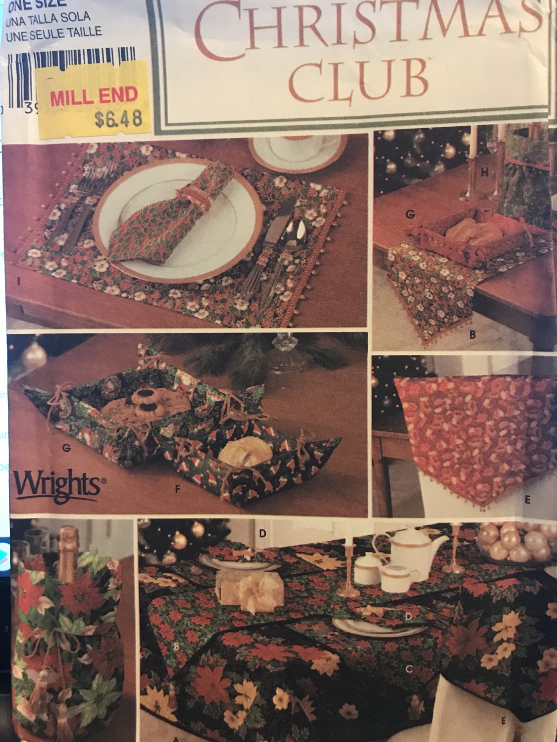 Christmas Club Decorations Tablecloth, Napkins, Placemats SIMPLICITY SEWING PATTERN 9979