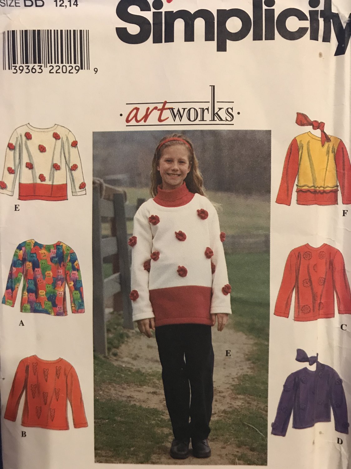 Simplicity 8306 Girls Top and Scarf Sewing Pattern  Size 12 14
