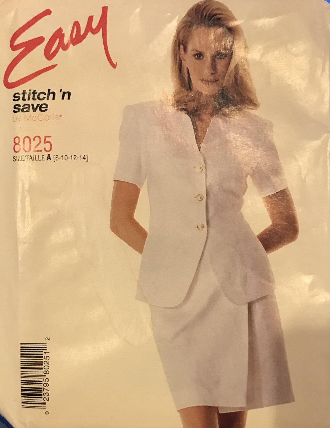 McCall's Easy Stitch & Save 8025 Top and Skirt Sewing Pattern Size 8 10 12 14
