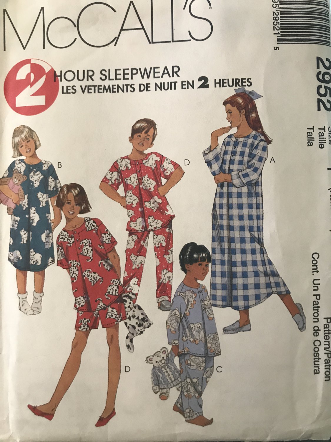 McCall's 2952 Children's Boy's and Girl's Sleepwear Sewing Pattern See ...