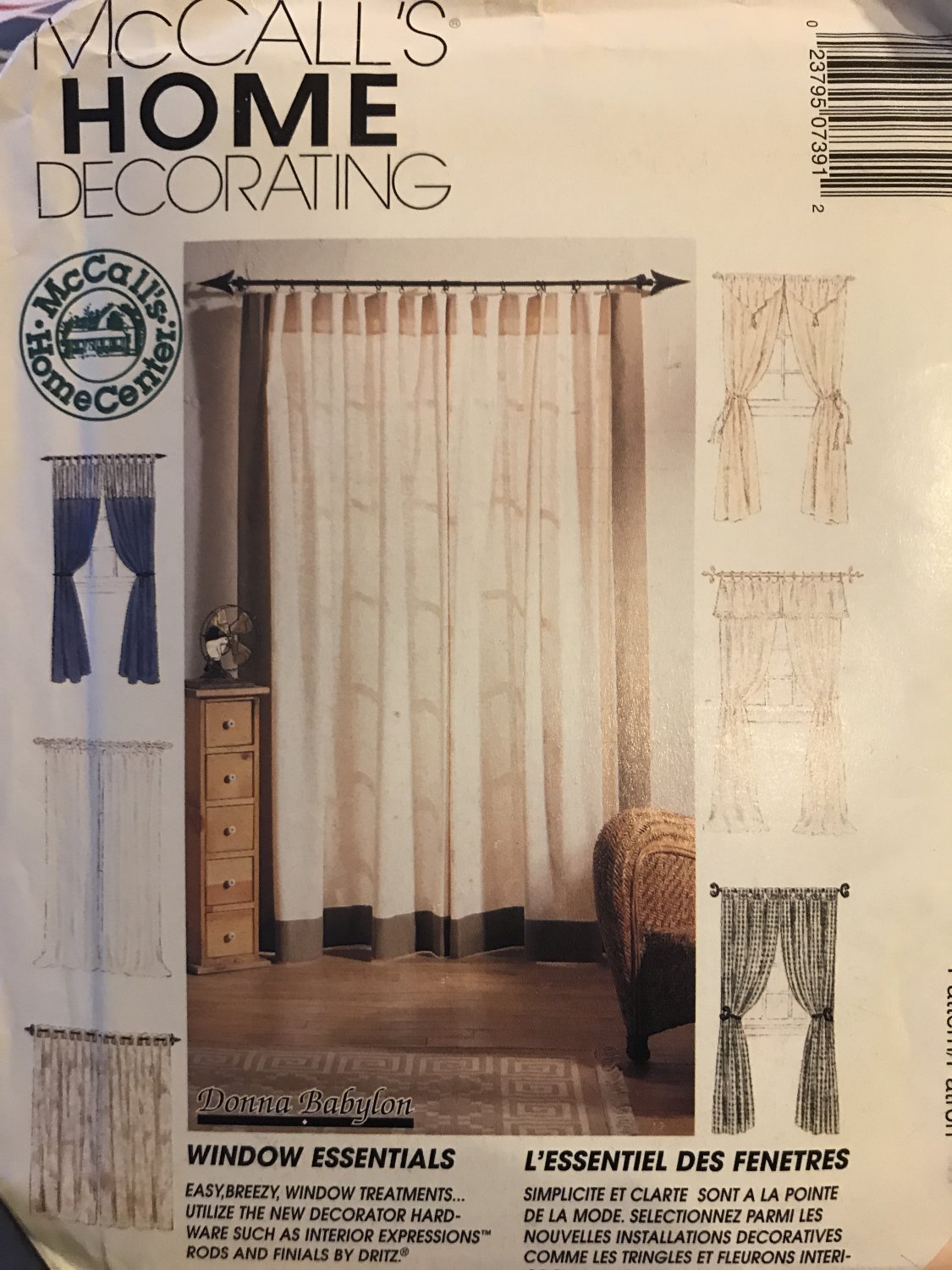 McCall's 739 Home Decorating Window Essentials, curtains, window treatments Sewing Pattern