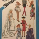 Simplicity 6507 Wardrobe for 11 1/2" Dolls Barbie, Brooke Shields Sewing Pattern