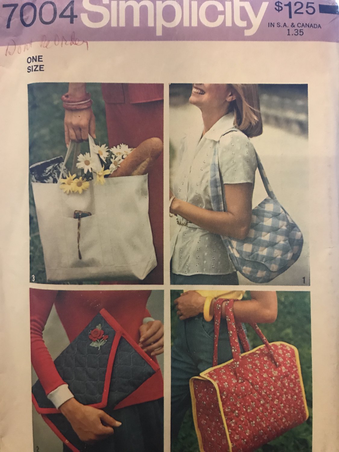 Simplicity 7004 Set of Bags sewing pattern 4 designs