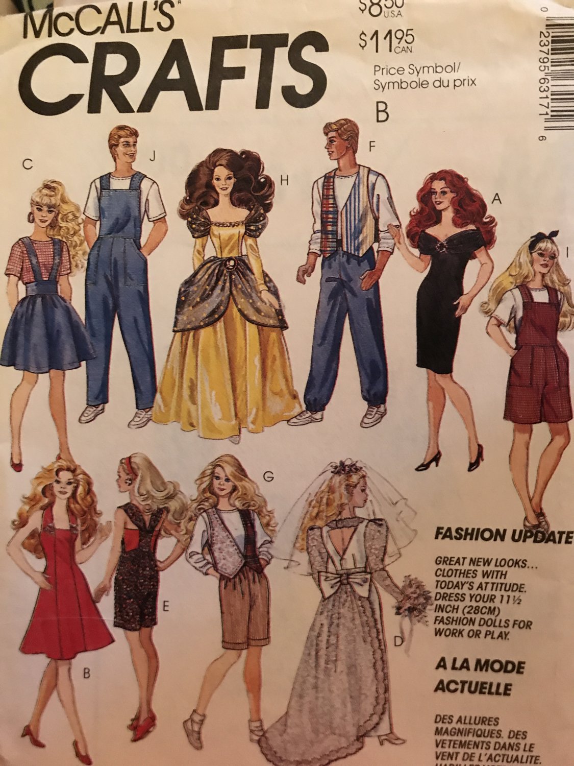 McCall's 6317 Fashion Doll Clothes Sewing Pattern from 1993