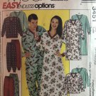 McCall's 3451 Misses & Mens Easy Nightshirt Top Pull-Up-Pants Size Size sm - large Sewing Pattern