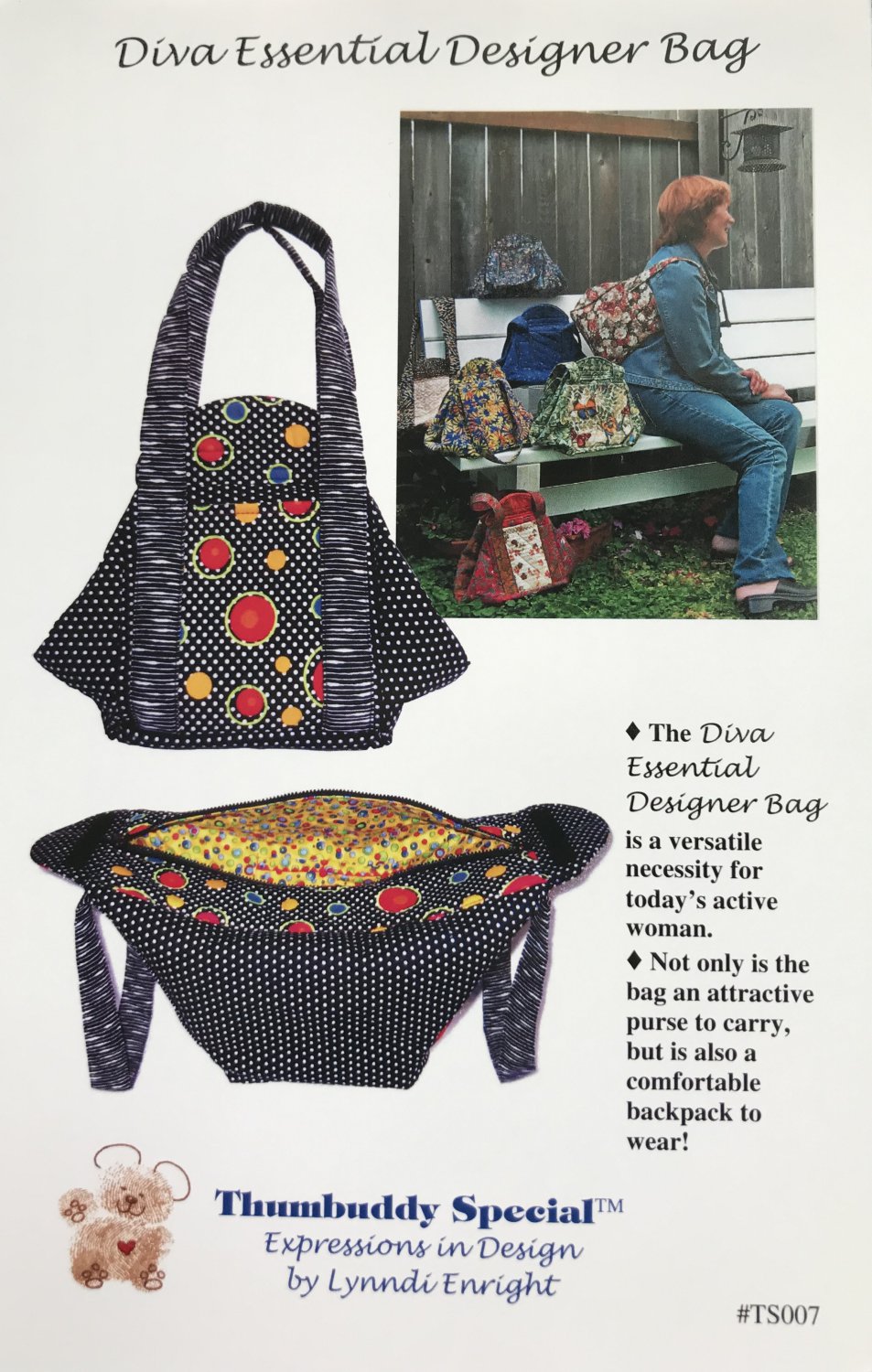 Thumbuddy Special Diva Essential Designer Bag, Backpack Style, Sewing Pattern