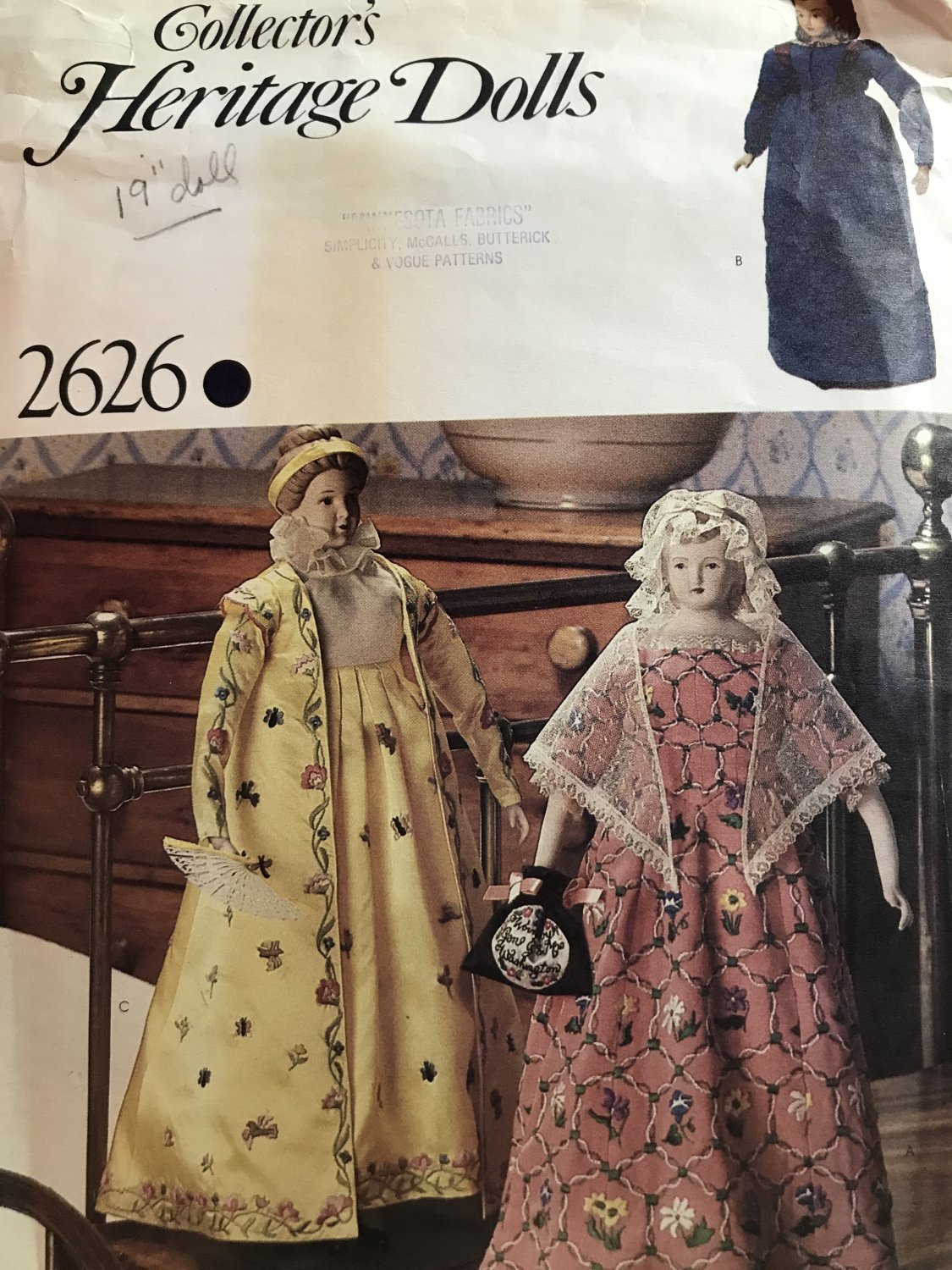 Vogue 2626 Collector's Heritage Doll Clothes Sewing Pattern for 19" doll