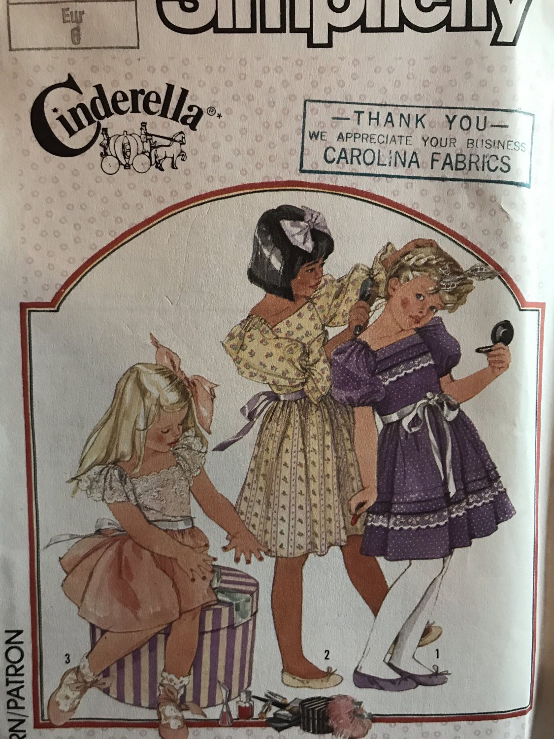Simplicity 7347 Sewing Pattern Girls Full Skirt Dress, Party Dress, Cinderella Design Size 6