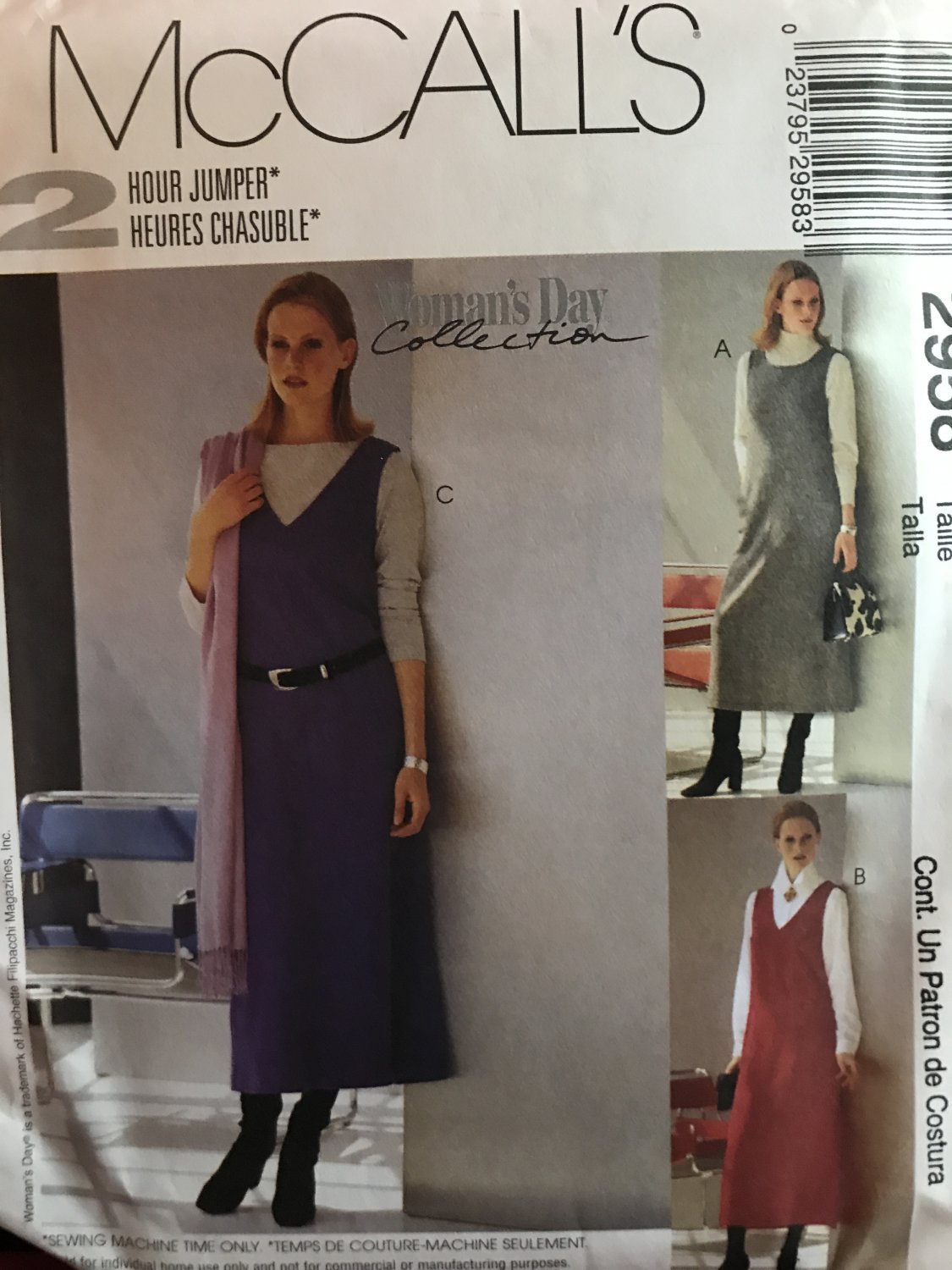 McCall's 2958 Misses" Jumper with Neckline variations Sewing Pattern Size 12 14 16