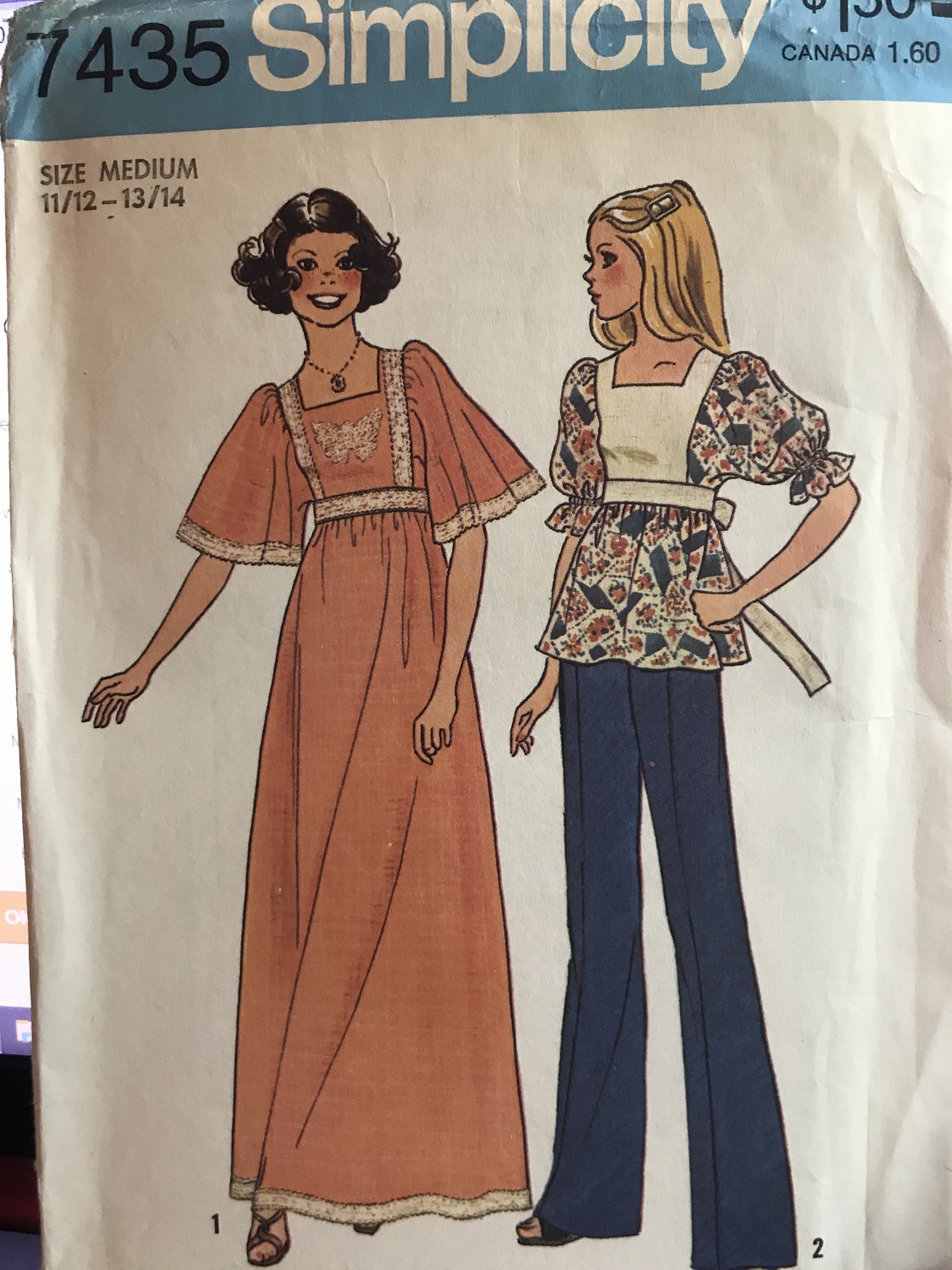 Simplicity 7435 Young Junior/Teen's Dress or Top Sewing Pattern Size 11/12 13/14